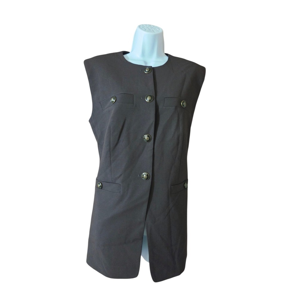 Rachel Zoe Brown Military Style Vest Top Military Style Office/Career 6 (S/M)